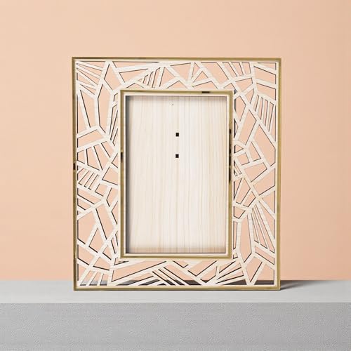 Image of Wooden Rectangle Picture Frame | Abstract Laser Cut Decorative Photo Frame with Acrylic Front | Wall Mount & Tabletop Display | Home & Office Decor (22x5x19 cm)