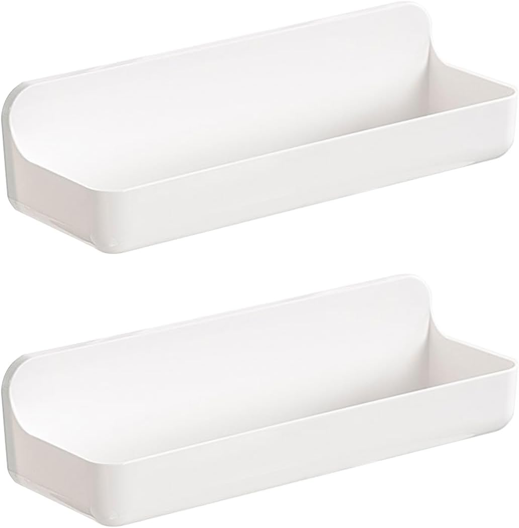 Diesisa 2pc Acrylic Wall Mounted Shower Caddy, Adhesive Shelf, Bathroom Shelves for Wall, No Drilling Hang Walls,Stick on Shelf, with Self Adhesive Tape, for Bathroom, Kitchen, Living Room