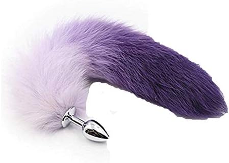 LvBo Multicolor Three Size Fluffy Faux Fox Tail Charms Cosplay Costume Role Play Prop (Purple (Faux Fur), L)
