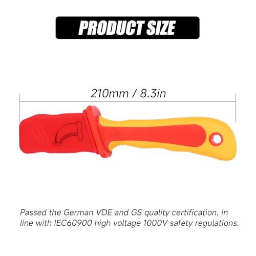 Kodrily Electricians Knife, IEC60900, 1000V Insulated Cable Knife Electrician, Anti Magnetic Wire Stripping Knives, 8.3in Dismantling Wire Skinning Knives for Electrical Work, 1Pcs