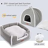 Katzenbetten für Hauskatzen, Faltbare Katzenbetthöhle, Katzenhaus mit waschbaren Kissen, Katzenbett für Kätzchen, kleine Haustiere, Katzenzelt, weiches und warmes Katzenhaus für drinnen, Grau