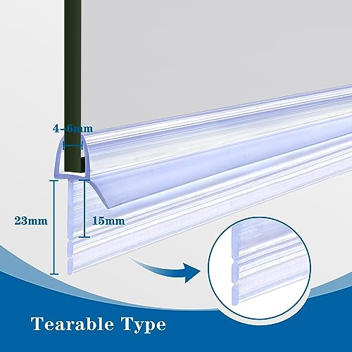 ITTISO Shower Door Seal Strip 2 x 80 cm for 4mm/5mm/6mm Glass Thickness Shower Screen Seal Strip Covers up to 23mm Gap (Tearable Type) Replacement Shower Door Bottom Seal - Image 2