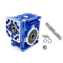 NMRV030 Worm Gearbox Speed Reduction Ratio 201 with Single Output Shaft, RV30 NMRV30 Worm Gear Speed Reducer for Nema23 Stepper Motor 11mm Input Shaft, 14mm Output Shaft