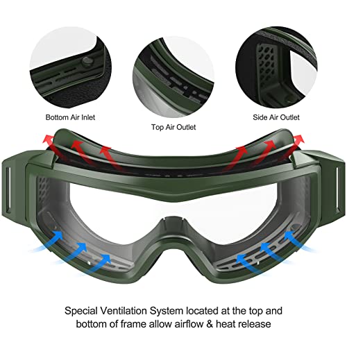 Image of xaegistac Tactical Goggles Anti fog-Airsoft Tactical Glasses | with Interchangeable Lenses,Ballistic Military Goggles for Shooting Hunting Outdoor Sports