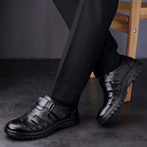 Men's Summer Business Dress Sandals Outdoor Leather Closed Toe Fisherman Walking Hiking Office Driving Hiking Sport Sandals Breathable Dress Shoes2