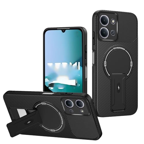 Jiajihua Case Compatible with Redmi 15C (4G / 5G) (173mm) Camera Protection Magnetic Kickstand Bracket 2 in 1【TPU+PC】 Drop Shockproof Black