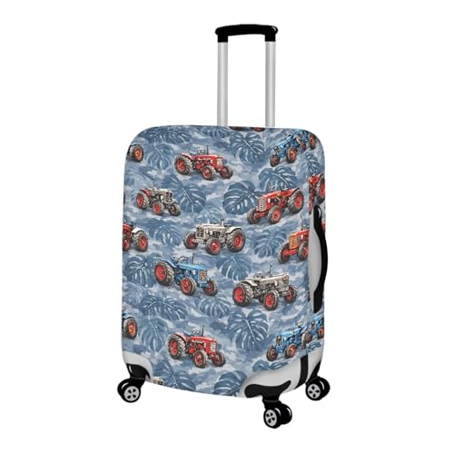 Image of Coloranimal Palm Leaf Tractor Luggage Covers Washable Travel Luggage Covers Fashion Suitcase Covers Spandex Suitcase Protector Fits 22-24 Inch Luggage for Adult
