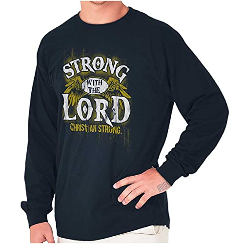 Strong Jesus Christian Faith Long Sleeve Tshirt Men Women Navy #TOP8