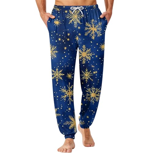 ADHOWBEW Mens Christmas Pajamas Pants Drawstring Big and Tall Holiday Relaxed Fit Sleepwear Reindeer Bottoms with Pockets