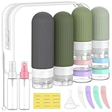 ME.FAN 18 Pack Travel Bottles for Toiletries, TSA Approved Silicone Portable Size Bottle, Refillable Cosmetic Container Kits for Conditioner, Shampoo, Lotion,Face Cream - Desert Sage