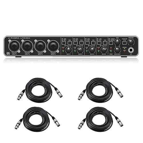 Behringer U-PHORIA UMC404HD USB 2.0 �I�[�f�B�I/MIDI�C���^�[�t�F�C�X�A4x H&A XLR M����F�P�[�u��25'