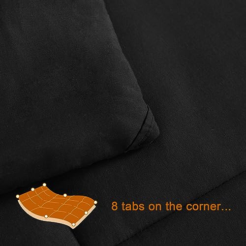 Image of NTBAY King Down Alternative Comforter, 104 x 90, Black | Soft Microfiber Comforter with Box Stitching and 4 Corner Tabs, Lightweight Down-alternative Fill, 1 Comforter Only