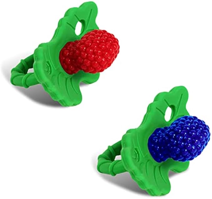 RaZbaby 2-Pack Silicone Berrybumps Baby Teething Toys - BPA Free, Hands Free Design, Teething Relief