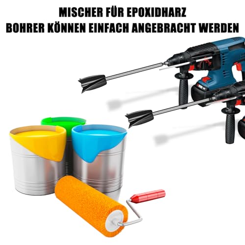 Vaileal 12 Stück Epoxidharz Farbrührer,Epoxymischer Bohrmaschine Wiederverwendbare Und Harzmixer Paddel,Mixer Aufsatz Bohrmaschine für Harz,Epoxidharz Mischpaddel für Farbbeschichtung und Harzmischung