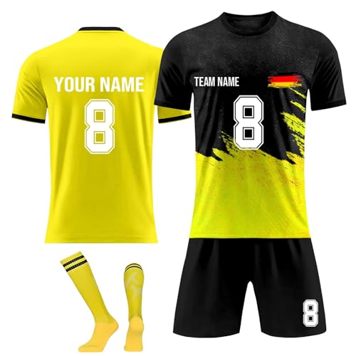 Genérico Camiseta Futbol Personalizadas, El Regalo de fútbol,Equipaciones de Futbol Personalizada Niños y Adultos con Nombre, Número, para Entrenamiento y Partidos