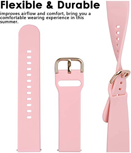 Vicrior Bands Compatible With Fossil Women's Gen 5E 42Mm / Gen 6 42Mm, 18Mm Quick Release Soft Silicone Fadeless Pattern Printed Floral Replacement Band For Fossil Q Venture Gen 4 Hr/Gen 3, Pink #TOP1