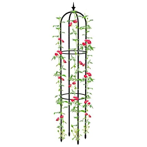 Garden Obelisk Trellis for Climbing Plants 4 Feet Tall Plant Support Cage, Tower Obelisk Plant Support Indoor Potted Plant, Plant Trellis for Climbing Vines, Tomato, Flower, Vegetable, Rose (1 Pack) Cover