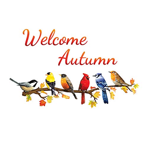 Collections Etc Welcome Autumn with Birds on Branch Garage Door Magnets, Outdoor Fall Decorations - Removable and Reusable