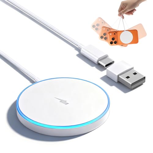 La Brodée Wireless Charger 15W for Mag Safe Charger, Phone Charger with Dual Charging Ports Charging Pad Compatible with iPhone 17 Air/Pro Max/16/15/14/13/12 Series, Air pods Pro 3/2