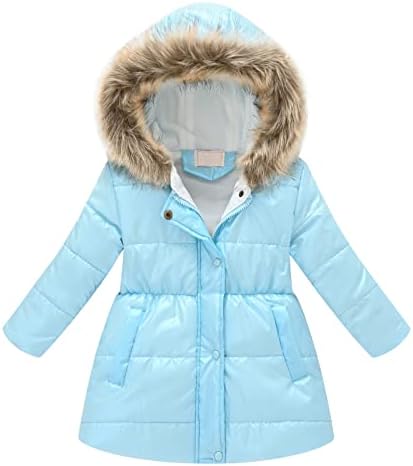 WOCACHI Girls Down Parka, Kids Girls Winter Faux Fur Hooded Parka Down Coat Puffer Jacket Padded Overcoat 0-3M 0-6M 3-6 Mos 6-9M 9-12M 6-12M 12-18M 18-24M 0-3T 0-24 Months 2 Years 2T 3T Blue