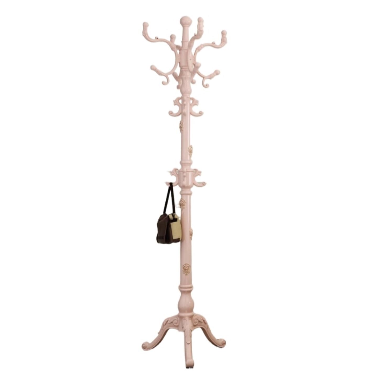 CVdrtyED Racks Free Standing Wooden Coat Rack Creativity Retro Tree Multipurpose Stand For Clothes Hat Bag Hallway Organiser(Pink)