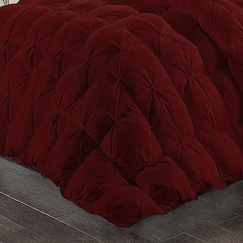 Ocean Beddings All-Season 600 Gsm Wine Goose Down 3 Pieces Quiled Pinch Pleated Comforter Set (Comforter + 2 Pillow Cases) 1000 Series Egyptian Cotton Duvet Insert Emperor King #TOP4