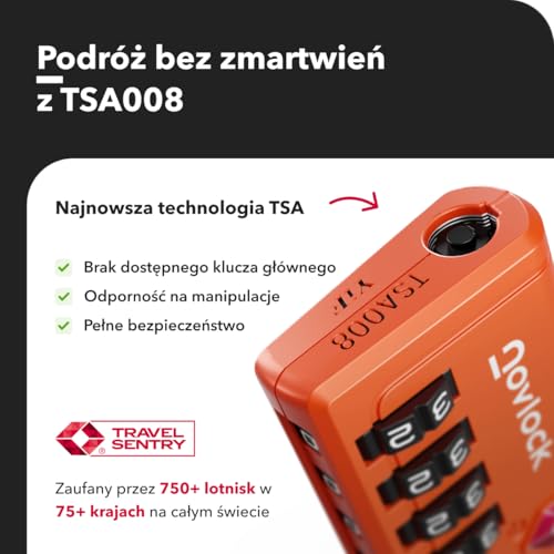 Kłódki TSA ze Wskaźnikiem Otwarcia – 4-cyfrowe Szyfrowe Zamki do Walizek, Plecaków, Bagażu i Szafek – Zamki Podróżne z Elastyczną Stalową Linką, Zestaw 2 Pomarańczowe