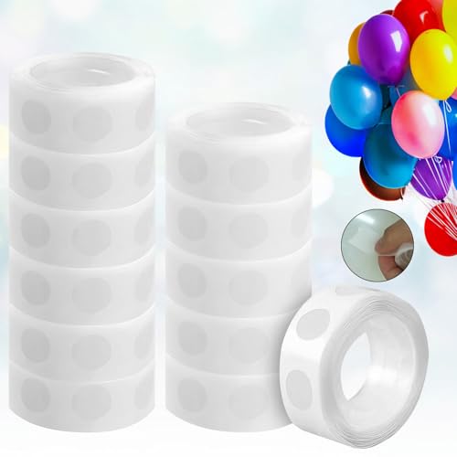 16 rolos fita cola de balão, 1600 peças fitas adesivas pontos autocolantes, pontos adesivos dupla face fita de autocolantes, pontos adesivos removíveis para festas de casamento