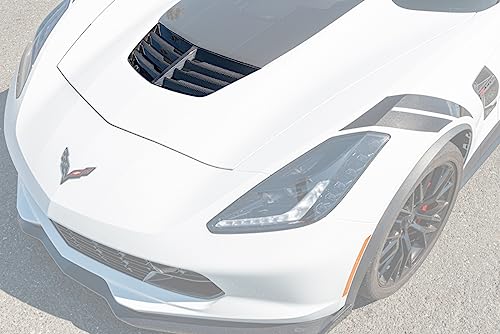 Replacement for 2014-2019 Corvette C7 Z06 GM Factory Style Carbon Fiber Front Hood Vent Louver Cover VENT-251-BKCF