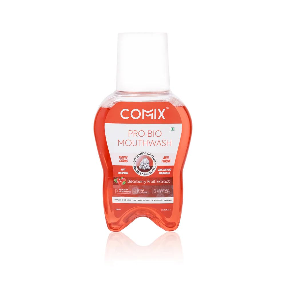 commix pro bio mouthwash, fights germs with goodness of alum | all in one mouth wash for complete protection, strong teeth and lasting freshness (pack of 1) 250ml