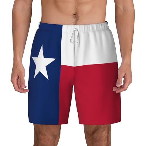Mens Swim Trunks with Compression Liner Beach Board Shorts Quick Dry Swim Shorts -Flag of Texas2