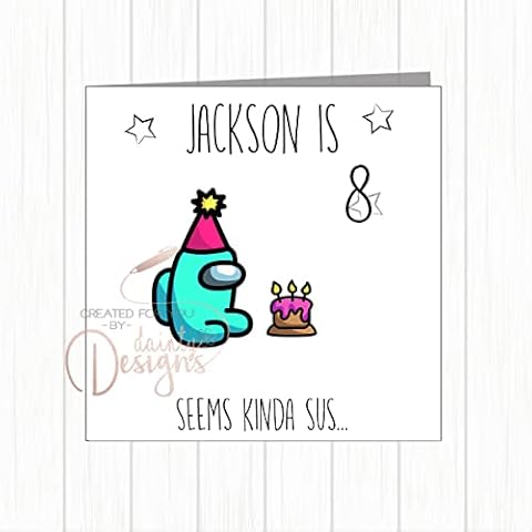 Personalised Among Us Birthday Card Age & Name Son Grandson Nephew Cousin Daughter Cover