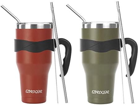 Ezprogear 1180ml (40 oz) Stainless Steel Coffee Tumbler Double Wall Vacuum Insulated Beer Mug Water Cup with Handle (40 oz, Stainless Steel)