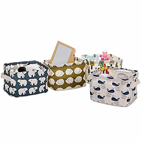 Image of Home Decor Canvas Storage Bins Basket Organizers for Baby Toys,Makeup,Books,4 Pack