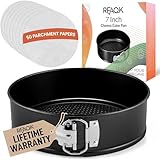 RFAQK 7 Inch Non-Stick Springform Pan for Cheesecake - Leakproof Cake Pan with 30 Pcs Parchment Paper - Baking Accessories for Instant Pot 6, 8 Qt Pressure Cooker