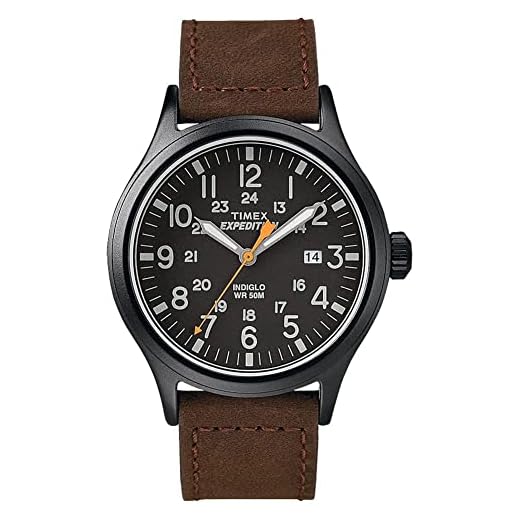 Timex Expédition Scout, Reloj análogico de cuarzo para Hombre, Negro (Brown Leather/Black)