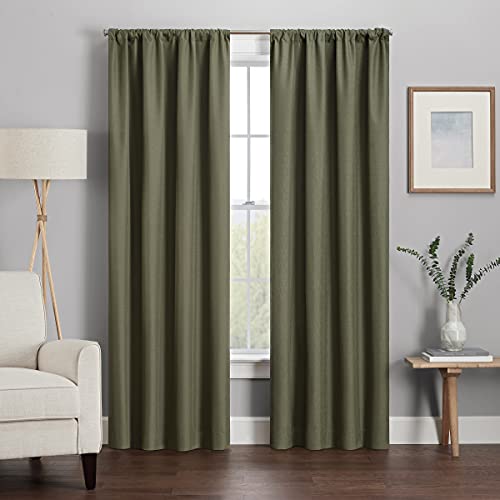 Eclipse Kendall Modern Blackout Thermal Rod Pocket Window Curtain For Bedroom Or Living Room (1 Panel), 42 In X 84 In, Artichoke #TOP1