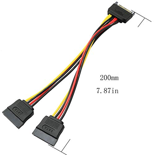 Longdex Sata Power Extension Cable 5Pcs 20Cm Sata Power 15-Pin Male To 2 X 15P Female Y Splitter Cable Adapter #TOP4