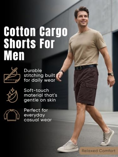 Image of GRECIILOOKS Men'S Cotton Cargo Shorts, Lightweight Half Pant Elastic Waist Casual Summer Shorts with Pockets