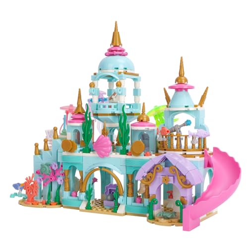 Vinbosion Prinzessin Schloss Bauklötze,Ozean Bauspielzeug mit Rutsche,Bauklötze Geschenk für Weihnachten,Geburtstag,Neujahr(752PCS)