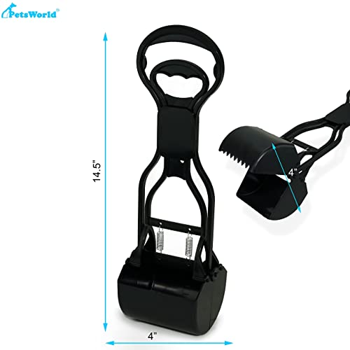 PETSWORLD Pet Pooper Scooper for Dogs and Cats with Long Sturdy Handle, High Strength Material for Easy Grip and Durable Spring for Easy Grass and Gravel Pick Up - Thumbnail 2