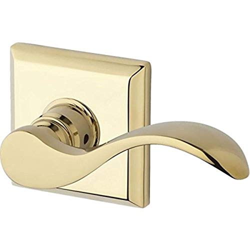 Baldwin PVCURTSR003 Reserve Privacy Curve with Traditional Square Rose in Lifetime Brass Finish