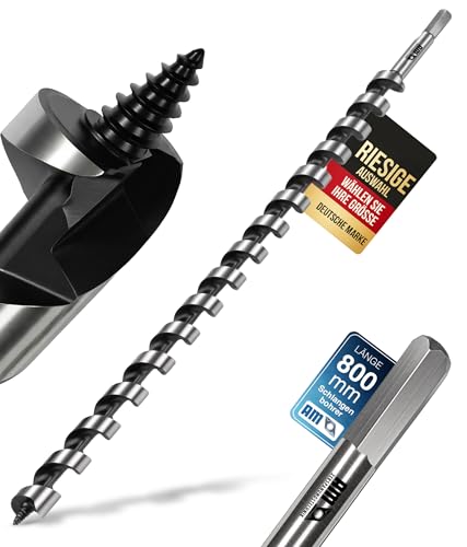 AM-Zerspanungstechnik Schlangenbohrer 18mm - 800mm | Holzbohrer lang | Lewis Spiralbohrer (Ø18 x 800mm)