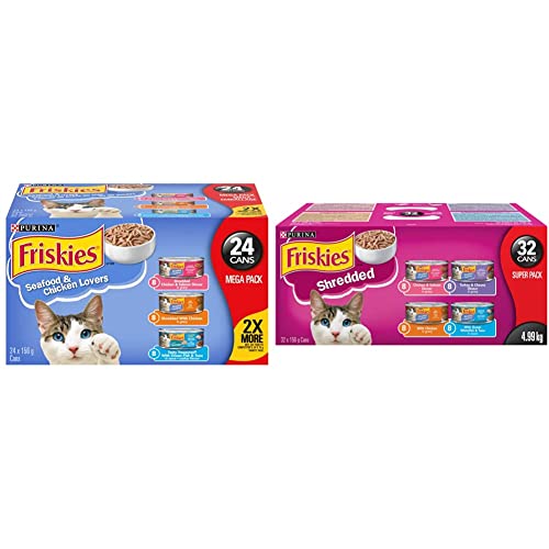 Purina Friskies Seafood & Chicken Lovers Wet Cat Food Variety Pack 24...