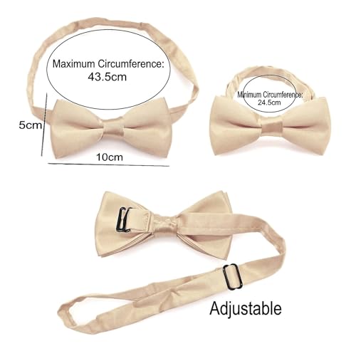 JZK Champagner beige fliege und hosenträger set kinder unter 135 cm, Y-Form 3 Clip Verstellbare Hosenträger mit Fliege für kleine Jungen und Mädchen Für Hochzeit Party und Kostüm
