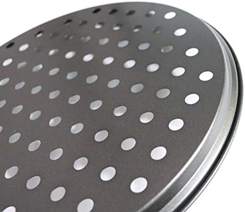 Kovake Round Pizza Tray for Oven, Non-Stick Coating Carbon Steel Pizza Pan Baking Tray with Holes, Dishwasher Safe (Diameter: 28.0 cm)