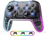Wireless Controller for Switch/Lite/OLED/PC/Android/iOS - Ergonomic Gamepad with 7 Color RGB Lighting, Turbo/Vibration Adjustment & One-Key Wake-Up Function