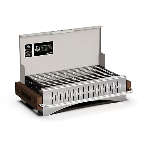 Naturehike Charcoal Grills Portable Charcoal Grill BBQ Grill Small Folding Tabletop Grill Mini Stainless Steel Outdoor Cooking Propane Grill Camping Beach Traveling Picnic Backyard (grey)