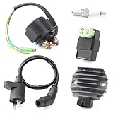 Lisnhlin 30410-HN6-000 Box Ignition Coil Kit Compatible with Honda Recon 250 TRX250TE TRX250TM TRX250EX TRX250X 1997-2021, with Voltage Regulator Rectifier Starter Relay Solenoid & Spark Plug
