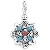 OYZY Pendentif De Charmes De Fleurs De Lotus Ethniques, Europe Vintage Charme Pendentif 925 Cadeau De Bijoux en Argent Sterling for Femmes Et Hommes